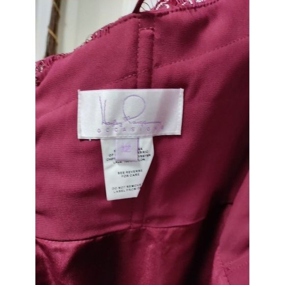 Hayley Paige "5857 - Burgundy" Lace Chiffon Burgundy Dress  12 - Picture 6 of 15